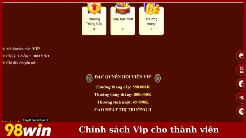 Chính sách Vip cho thành viên