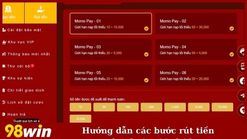 Hướng dẫn các bước rút tiền