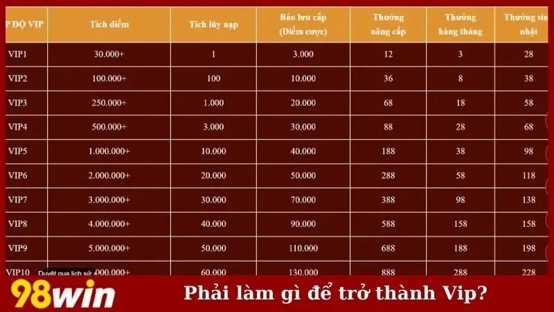 Phải làm gì để trở thành Vip?